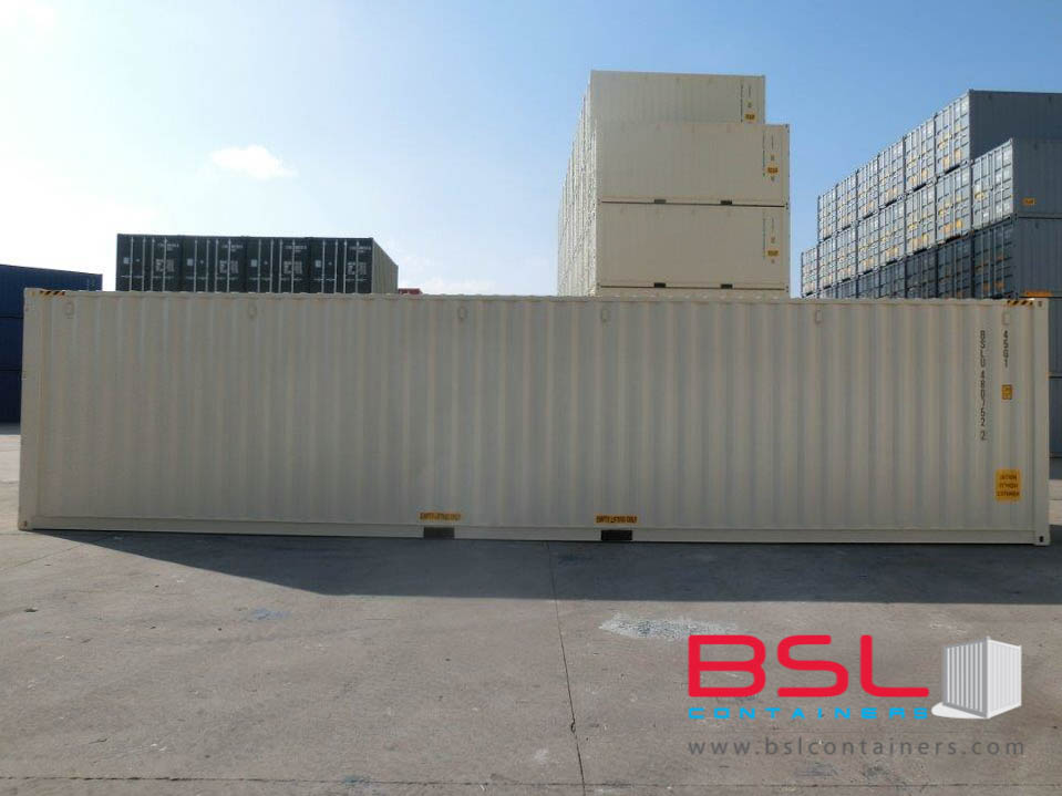 40' High Cube ISO New Build One Trip Shipping Containers in RAL1015 Beige ex Houston (40'HC) - eSHOP - BSL CONTAINERS 