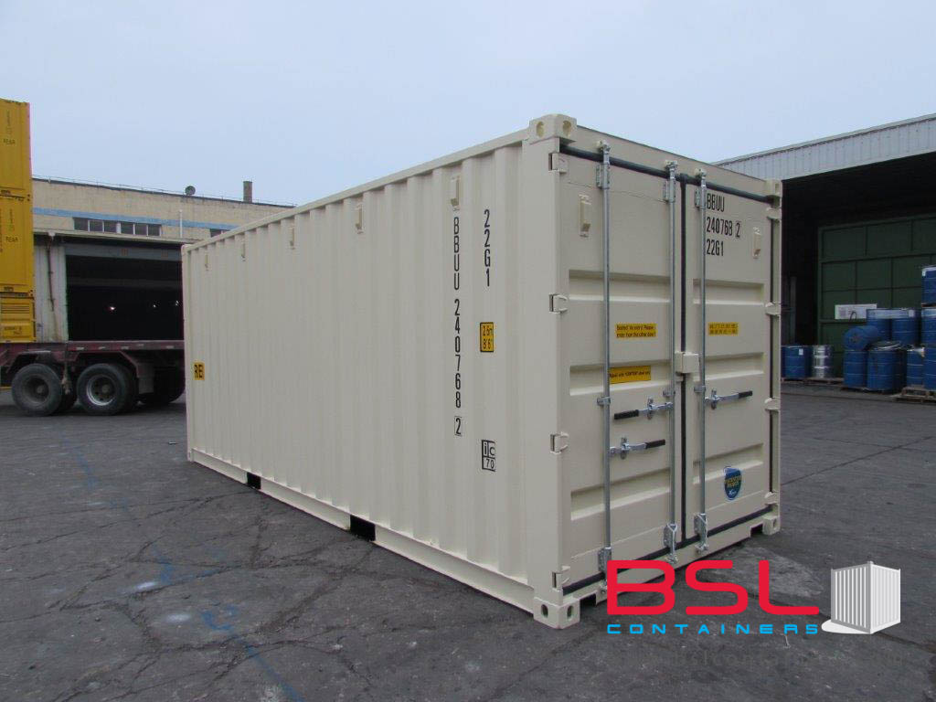 20'DD ISO New Build One Trip Shipping Containers in RAL1015 Beige ex Montreal - eSHOP - BSL CONTAINERS 