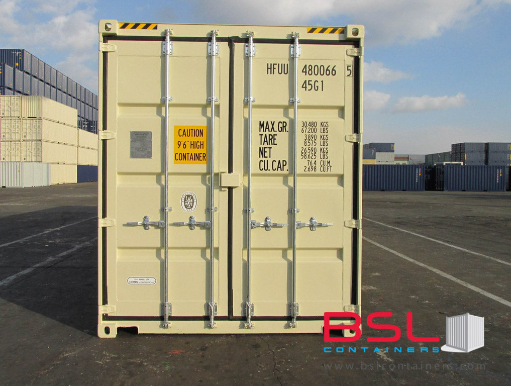 40' High Cube ISO New Build One Trip Shipping Containers in RAL1015 Beige ex Yangon (40'HC) - eSHOP - BSL CONTAINERS 