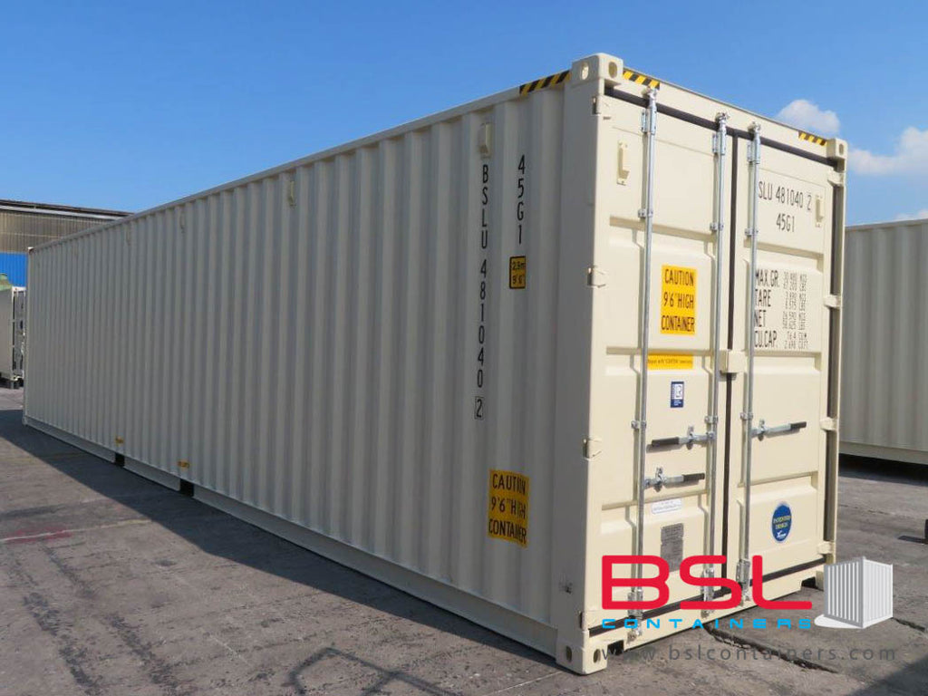 40' High Cube ISO New Build One Trip Shipping Containers in RAL1015 Beige ex Chicago (40'HC) - eSHOP - BSL CONTAINERS 