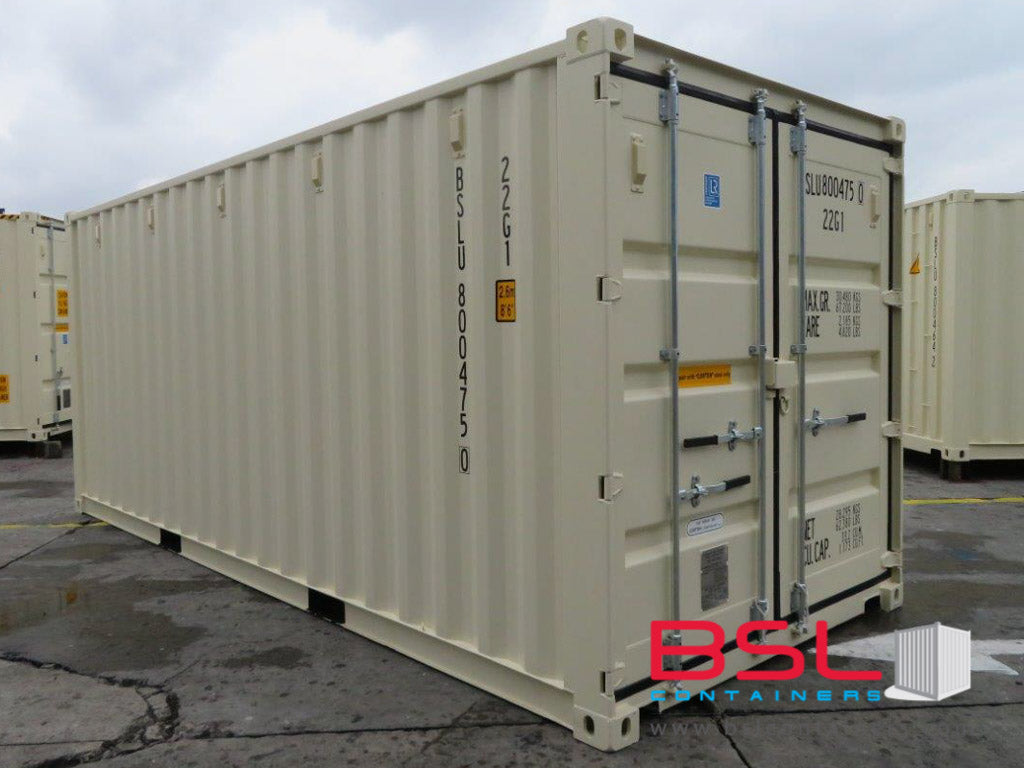 20' ISO New Build One Trip Shipping Containers in RAL1015 Beige ex Brisbane (20'GP) - GST included - eSHOP - BSL CONTAINERS 
