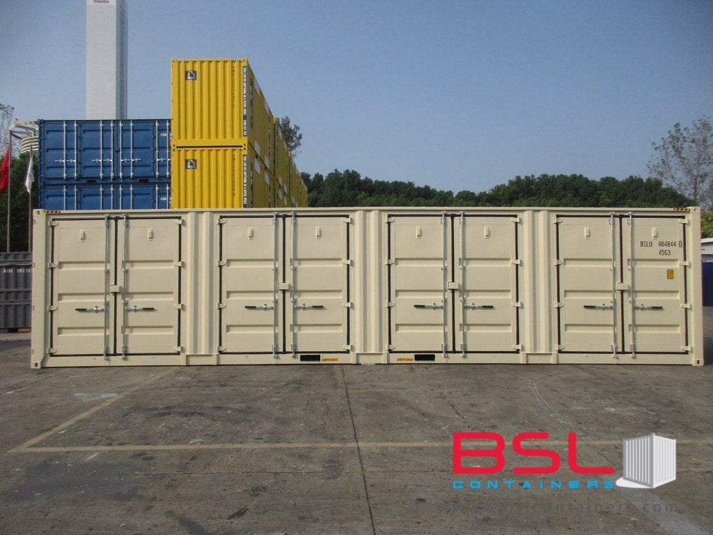 40'HC with 4 sets side cargo doors ISO New Build One Trip Shipping Containers  in RAL1015 Beige ex Atlanta (40'HC4CD) - eSHOP - BSL CONTAINERS 