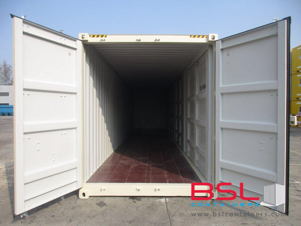 40'HC with 4 sets side cargo doors ISO New Build One Trip Shipping Containers  in RAL1015 Beige ex Atlanta (40'HC4CD) - eSHOP - BSL CONTAINERS 