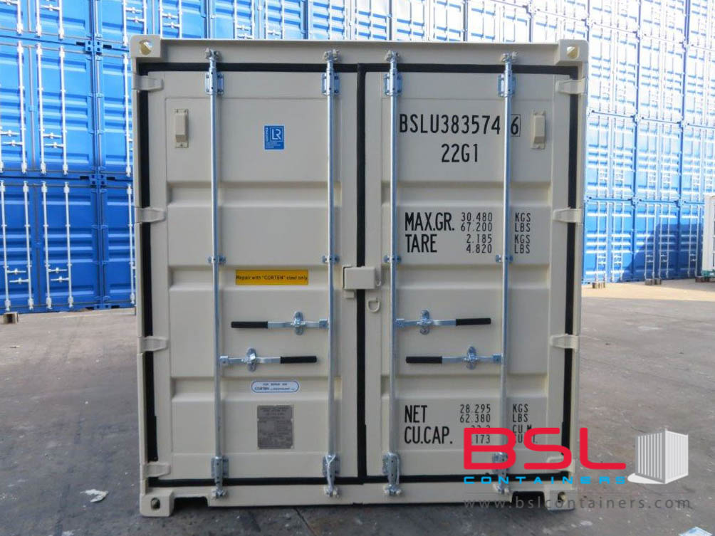 20' ISO New Build One Trip Shipping Containers in RAL1015 Beige ex New York (20'GP) - eSHOP - BSL CONTAINERS 