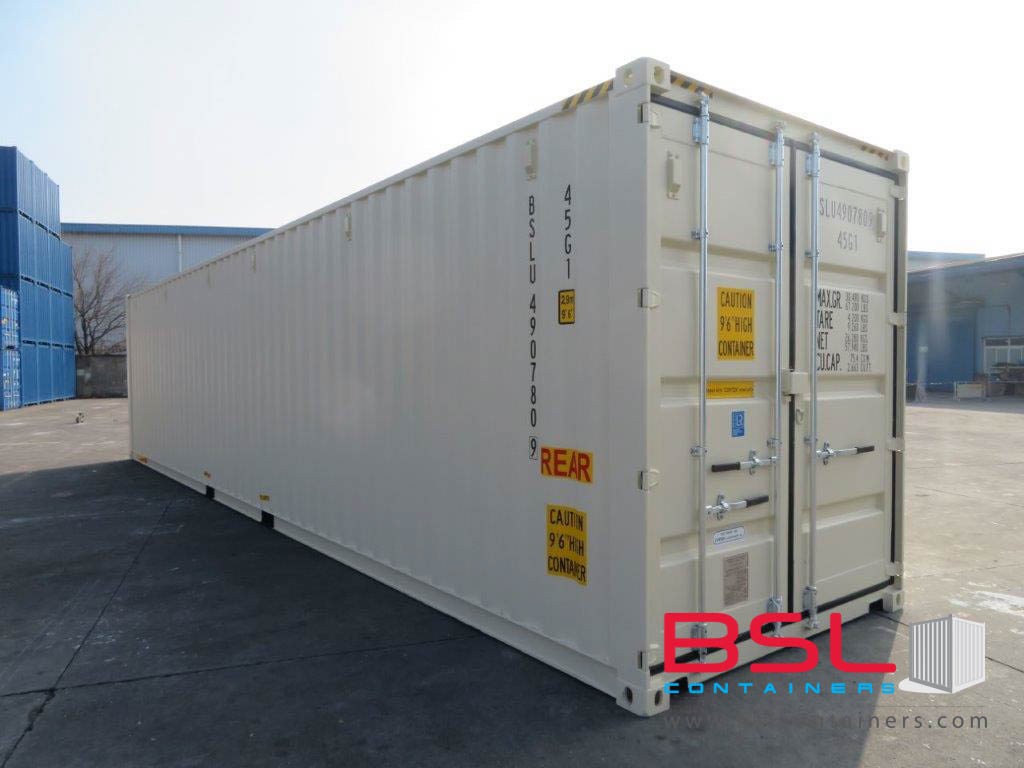 UPCOMING 40'HCDD ISO New Build One Trip Shipping Containers in RAL1015 Beige ex Norfolk - eSHOP - BSL CONTAINERS 