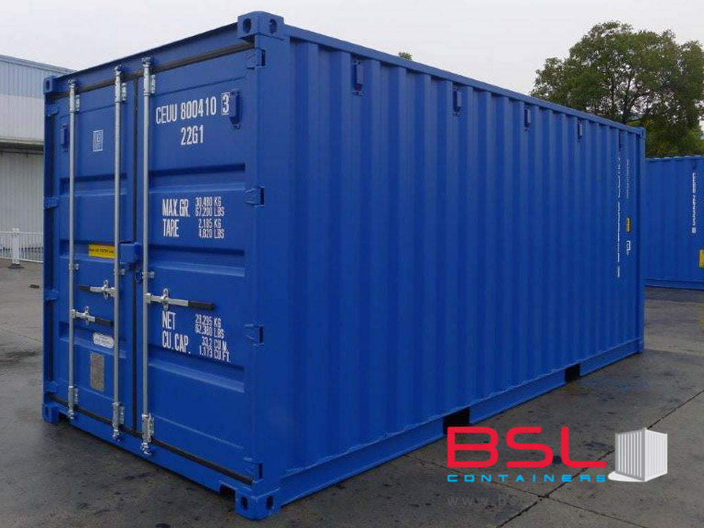 20' ISO New Build One Trip Shipping Containers in RAL5010 Blue ex Fredrikstad (20'GP) - eSHOP - BSL CONTAINERS 