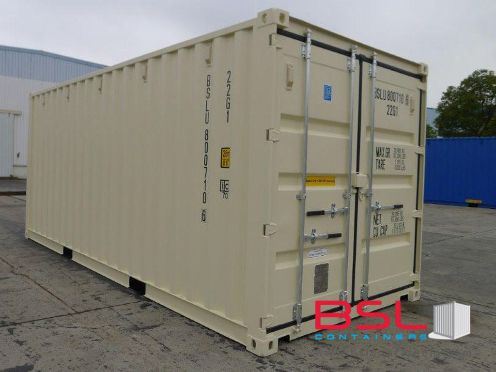 20'GP ISO New Build One Trip Shipping Containers in RAL1015 Beige / RAL9003 White ex Charleston - eSHOP - BSL CONTAINERS 