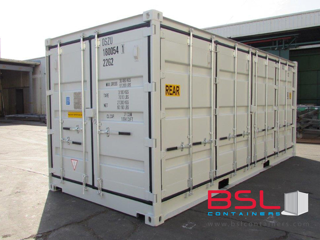20' Open Side ISO New Build One Trip Shipping Containers in RAL7035 Grey ex New York (20'OS) - eSHOP - BSL CONTAINERS 