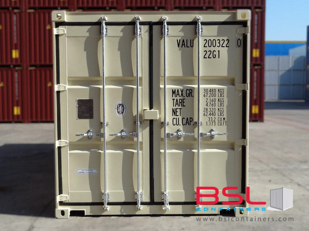 20'GP ISO New Build One Trip Shipping Containers in RAL1015 Beige ex Yangon - eSHOP - BSL CONTAINERS 